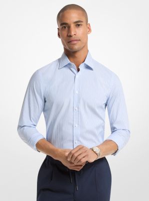 Camisa slim-fit de algod&oacute;n el&aacute;stico a rayas