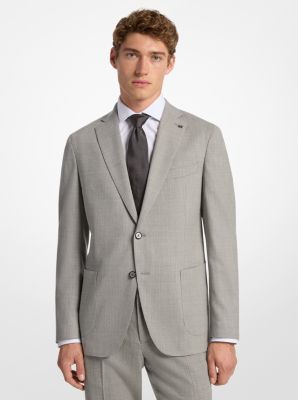 Slim-Fit Wool Blend Flannel Blazer in PALE GREY | Michael Kors