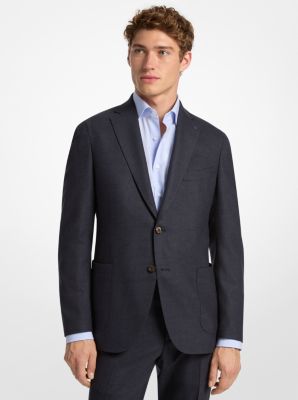 MK Blazer Aus Wollmischung Mit Glencheck-Karomuster - Blau