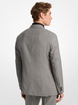 Pinstripe Stretch Wool Blend Blazer in PALE GREY | Michael Kors