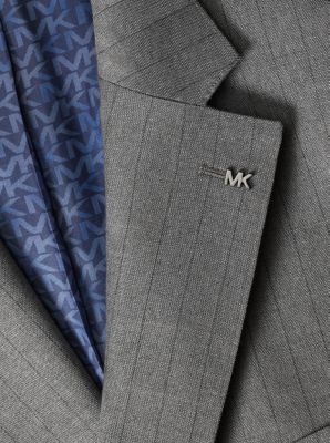 Blazer in misto lana stretch gessata