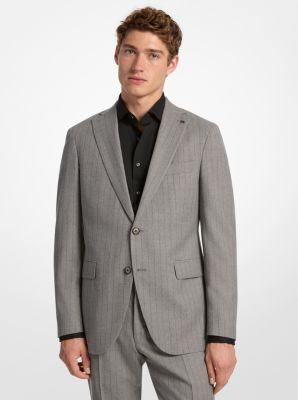 MK Blazer Aus Stretch-Wollmischung Mit Nadelstreifen - Grau