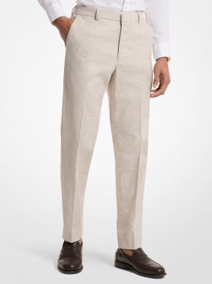 Checkered Stretch Cotton and Linen Pants