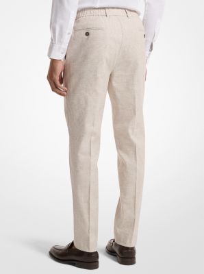 Checkered Stretch Cotton and Linen Pants