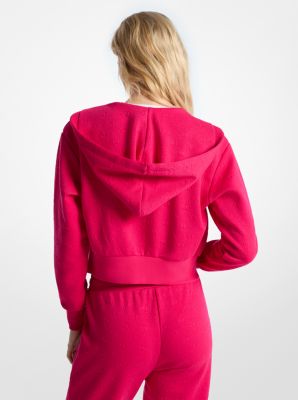 Hoodie court en jacquard à logo à fermeture éclair in FRUIT DU DRAGON | Michael Kors