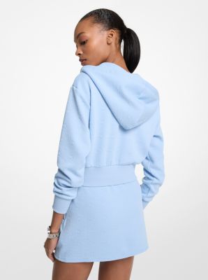 Logo Jacquard Charm Jacquard Cropped Zip-Up Hoodie
