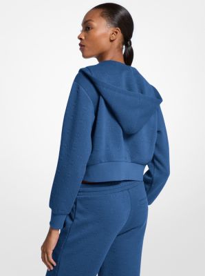 Logo Jacquard Charm Jacquard Cropped Zip-Up Hoodie