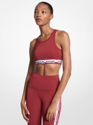 Michael Kors Logo Tape Sports Bra In Red