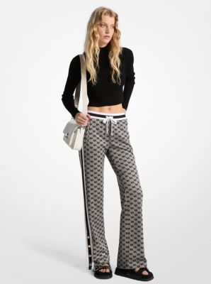 Logo Jacquard Knit Side-Snap Track Pants