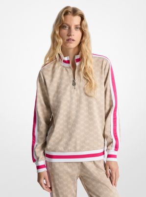 Logo Jacquard Knit Side-Snap Quarter-Zip Sweatshirt image number 0