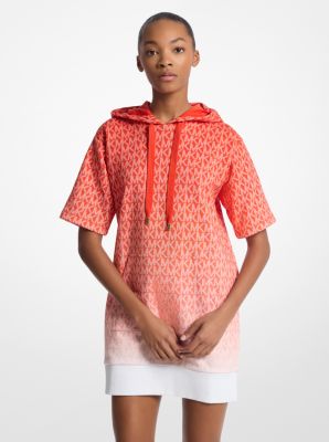 Robe à capuchon en ratine de coton à logo Signature ombré