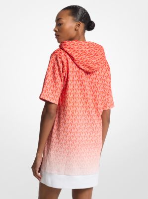 Robe à capuchon en ratine de coton à logo Signature ombré