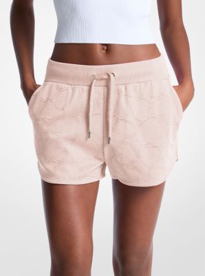 Heart Embroidered Cotton Blend Shorts