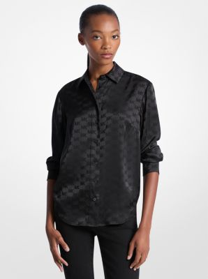 Chemise en jacquard satiné à logo in NOIR | Michael Kors