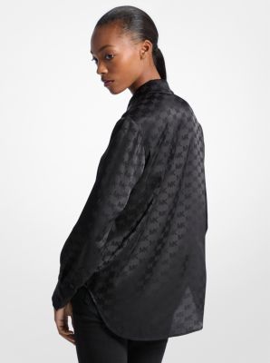 Chemise en jacquard satiné à logo in NOIR | Michael Kors