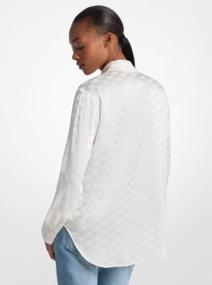 Camisa de satén con logotipo en jacquard in HUESO | Michael Kors