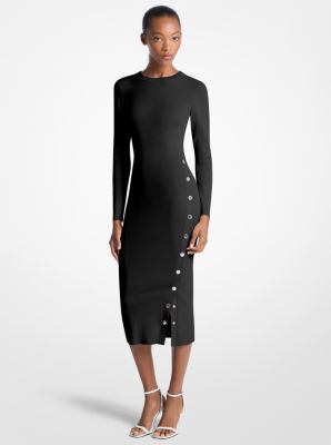 Vestido con ojales en mezcla de viscosa in NEGRO | Michael Kors