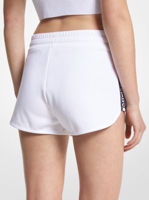 Short de survêtement en mélange de coton à bande à logo