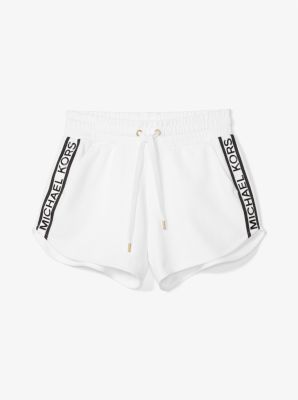 Short de survêtement en mélange de coton à bande à logo