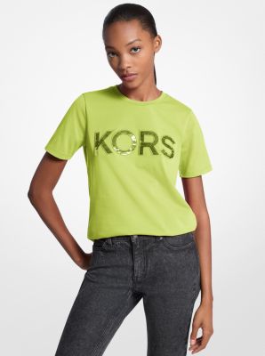 Sequined Logo Cotton T-Shirt