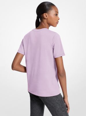 Camiseta de algodón con logotipo y lentejuelas