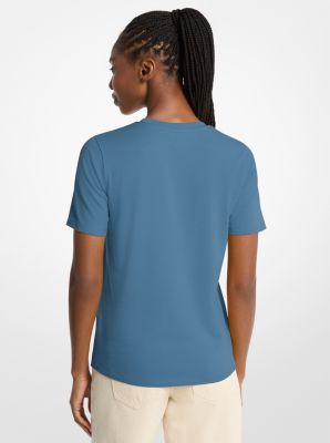 T-shirt en coton &agrave; paillettes et &agrave; logo in CHAMBRAI FONC&Eacute; | Michael Kors