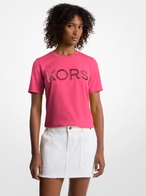 Sequined Logo Cotton T-Shirt
