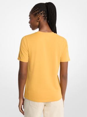 T-shirt en coton &agrave; paillettes et &agrave; logo