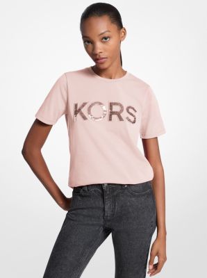 Sequined Logo Cotton T-Shirt