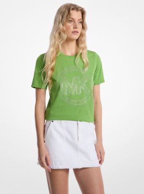 T-shirt en jersey de coton biologique avec logo à boutons