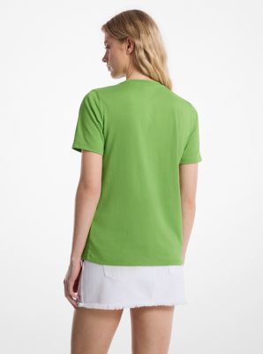 T-shirt en jersey de coton biologique avec logo à boutons