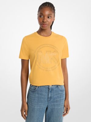 Camiseta de punto de algod&oacute;n org&aacute;nico con logotipo con tachuelas
