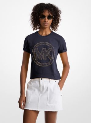 T-shirt en jersey de coton biologique avec logo à boutons