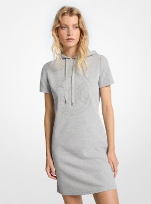 Studded Logo Cotton Blend Hoodie Dress