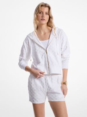 Logo Jacquard Terry Cropped Zip-Up Hoodie image number 0