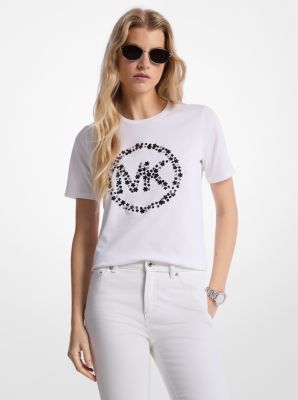 Camiseta de algodón con logotipo adornado image number 0