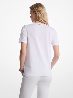 Camiseta de algodón con logotipo adornado image number 1