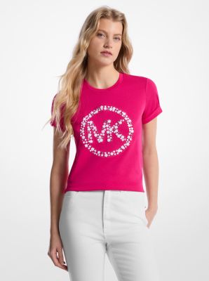 Camiseta de algodón con logotipo adornado