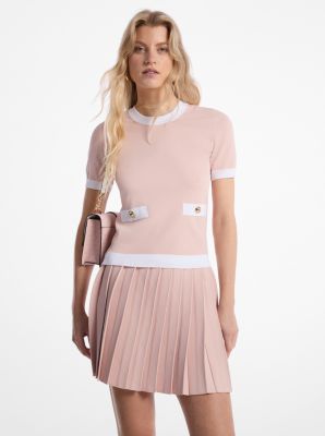Stretch Knit Short-Sleeve Sweater image number 0