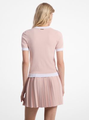 Stretch Knit Short-Sleeve Sweater image number 1