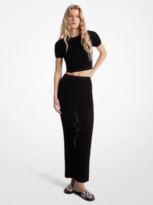 Crocheted Viscose Blend Maxi Skirt