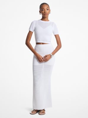 Chemise longue en mélange de viscose crochetée
