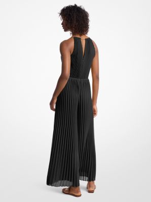 Enterizo halter de georgette con pliegues y adornos image number 1