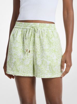 Floral Print Linen Blend Shorts