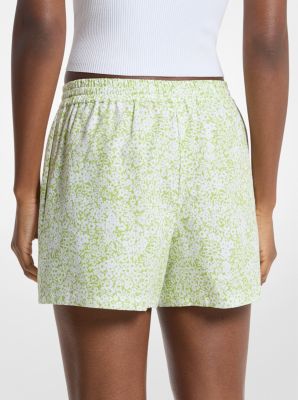 Floral Print Linen Blend Shorts