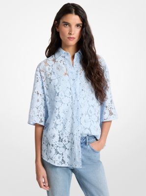 Studded Corded Floral Lace Shirt