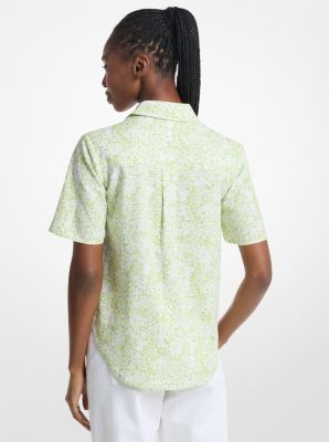 Chemise Camp en m&eacute;lange de lin &agrave; imprim&eacute; floral