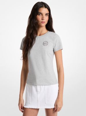 Embellished Logo Stretch Cotton Jersey T-Shirt