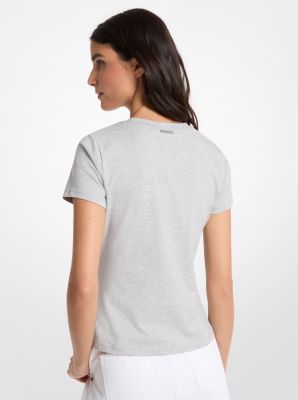 Embellished Logo Stretch Cotton Jersey T-Shirt