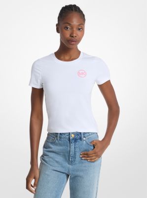 Embellished Logo Stretch Cotton Jersey T-Shirt